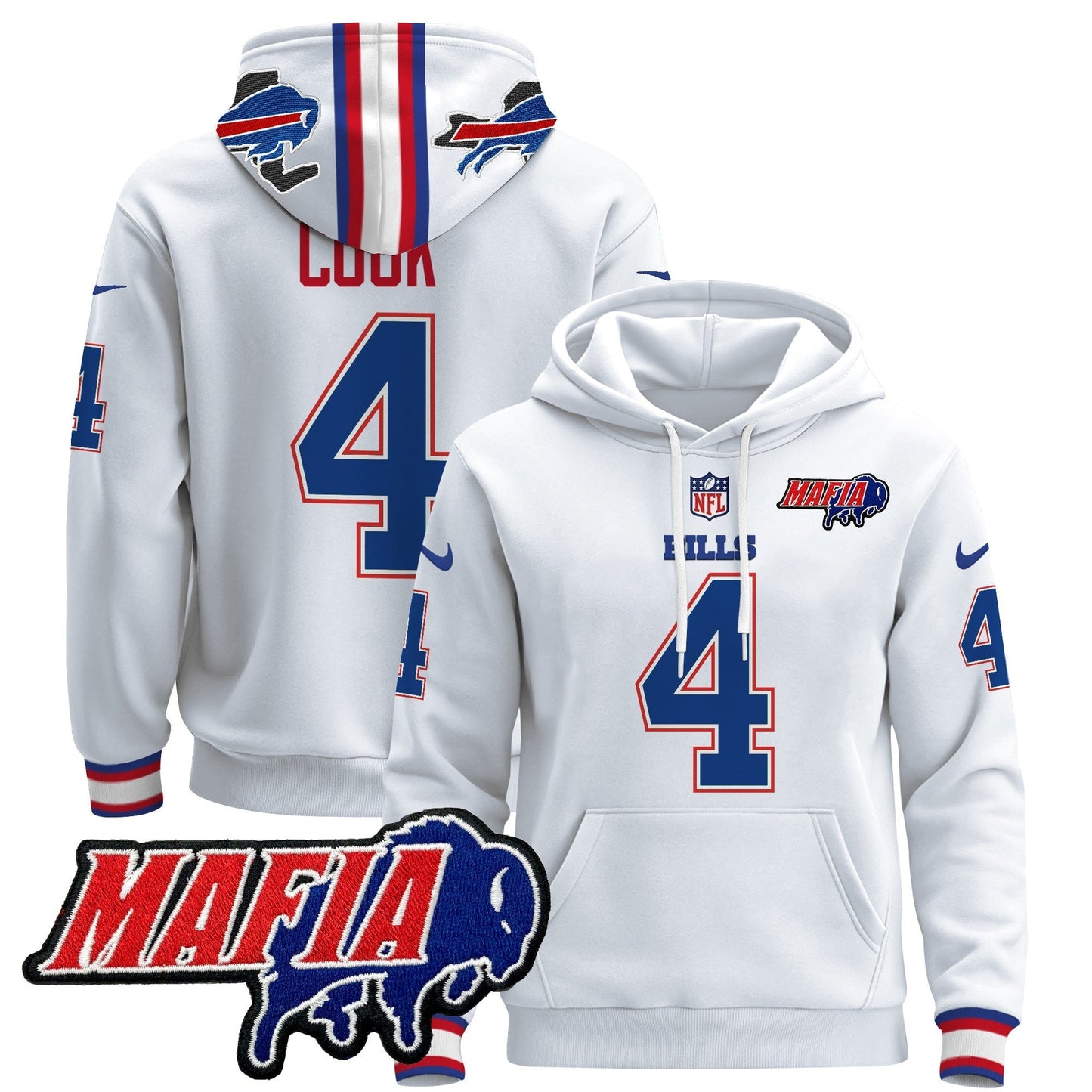 BUF 2024 Bills Mafia Patch Pullover Hoodie