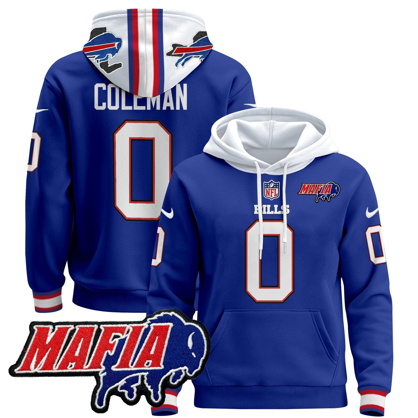 BUF 2024 Bills Mafia Patch Pullover Hoodie
