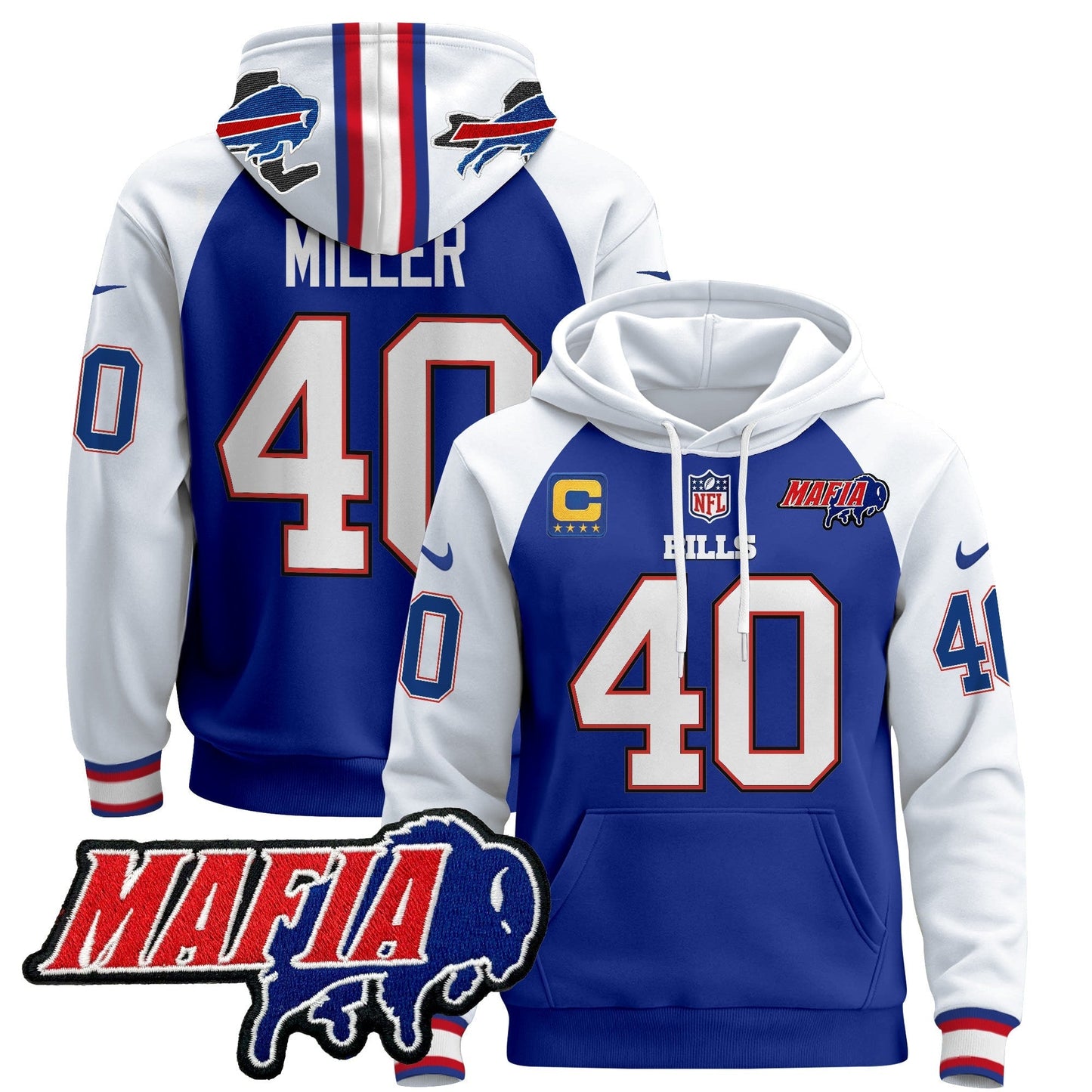 BUF 2024 Bills Mafia Patch Pullover Hoodie