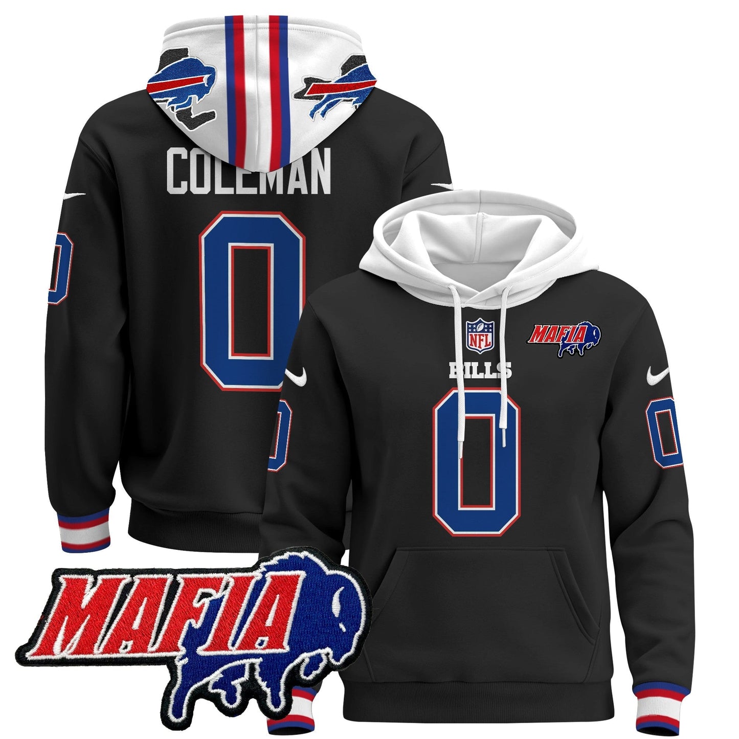 BUF 2024 Bills Mafia Patch Pullover Hoodie