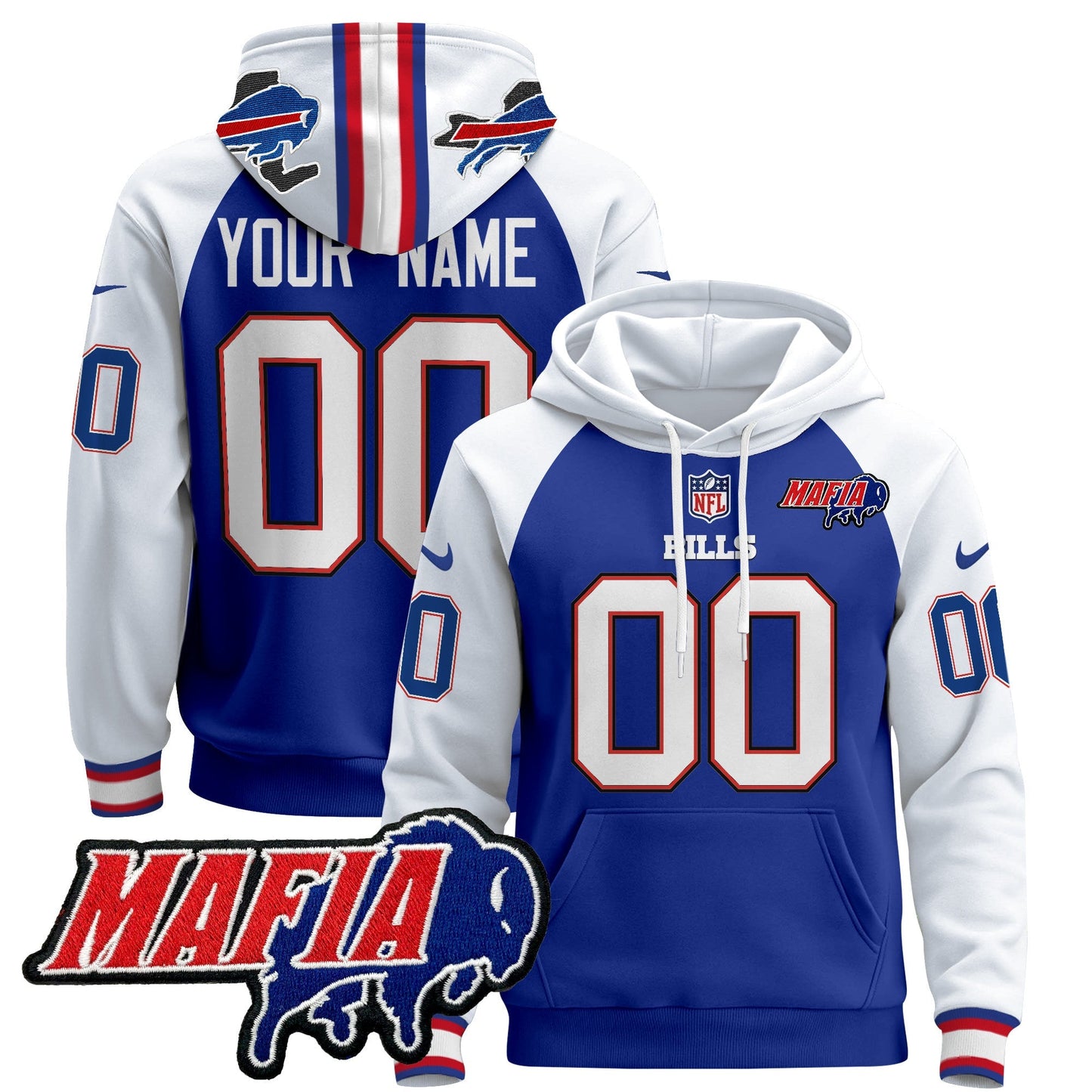 BUF 2024 Bills Mafia Patch Custom Pullover Hoodie