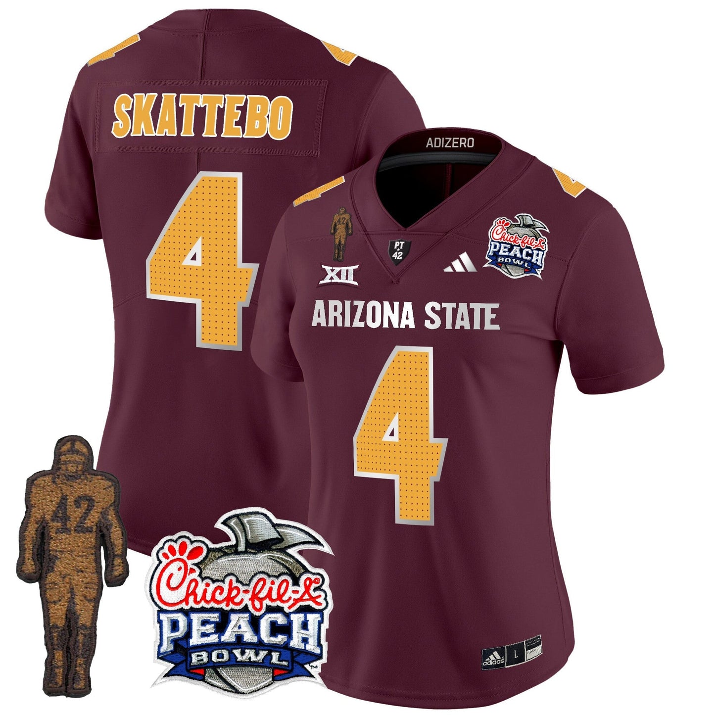 Women's Sun Devils Pat Tillman & Peach Bowl Patch Vapor Limited Jersey V2 - All Stitched