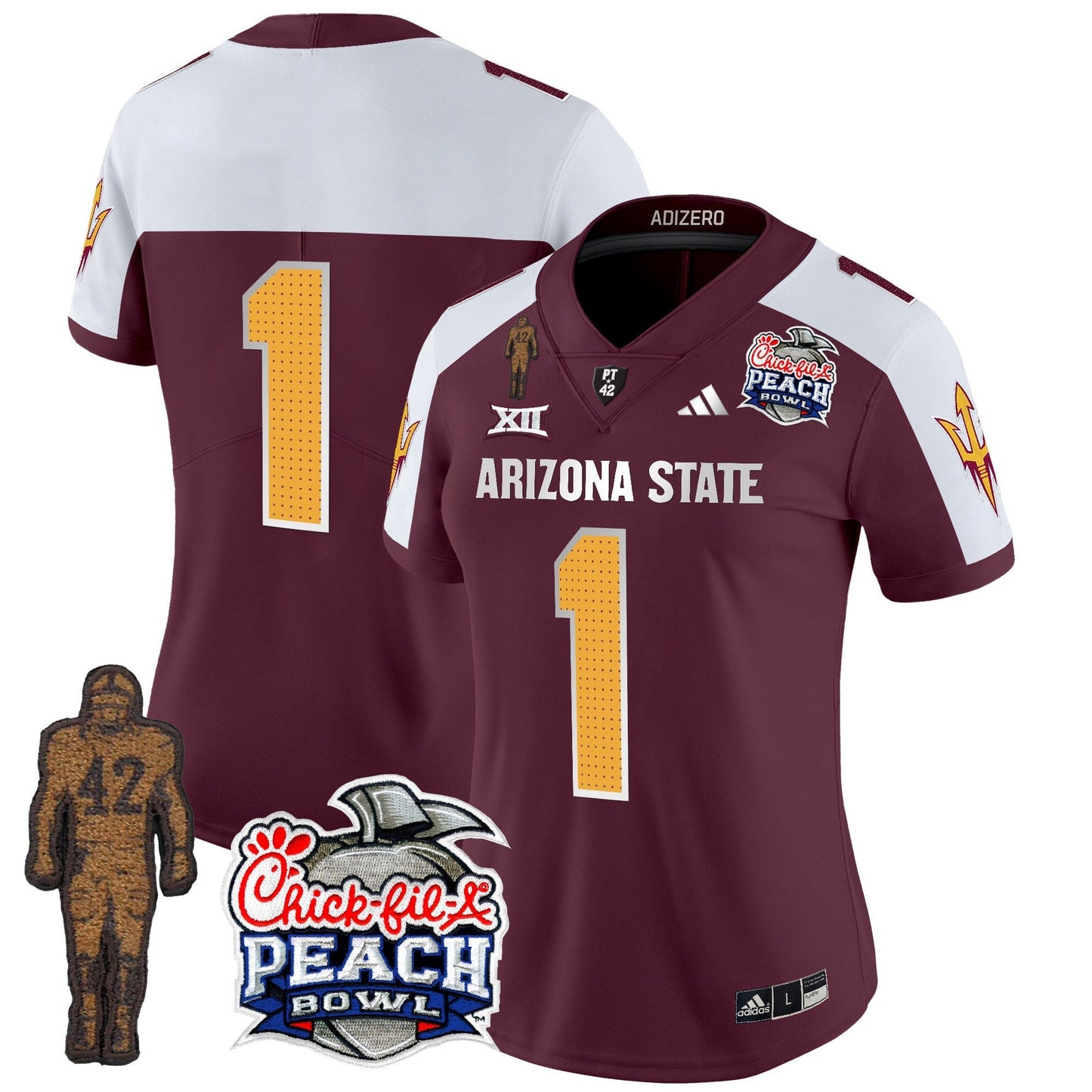 Women's Sun Devils Pat Tillman & Peach Bowl Patch Vapor Limited Jersey V2 - All Stitched