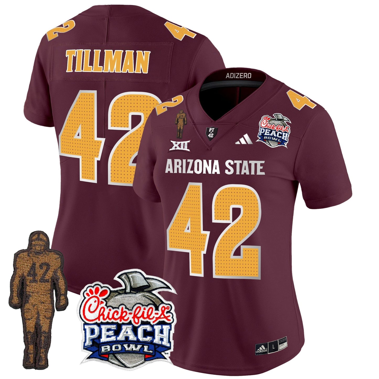 Women's Sun Devils Pat Tillman & Peach Bowl Patch Vapor Limited Jersey V2 - All Stitched
