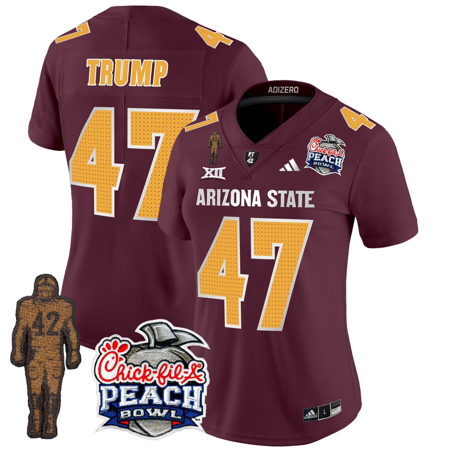 Women's Sun Devils Pat Tillman & Peach Bowl Patch Vapor Limited Jersey V2 - All Stitched