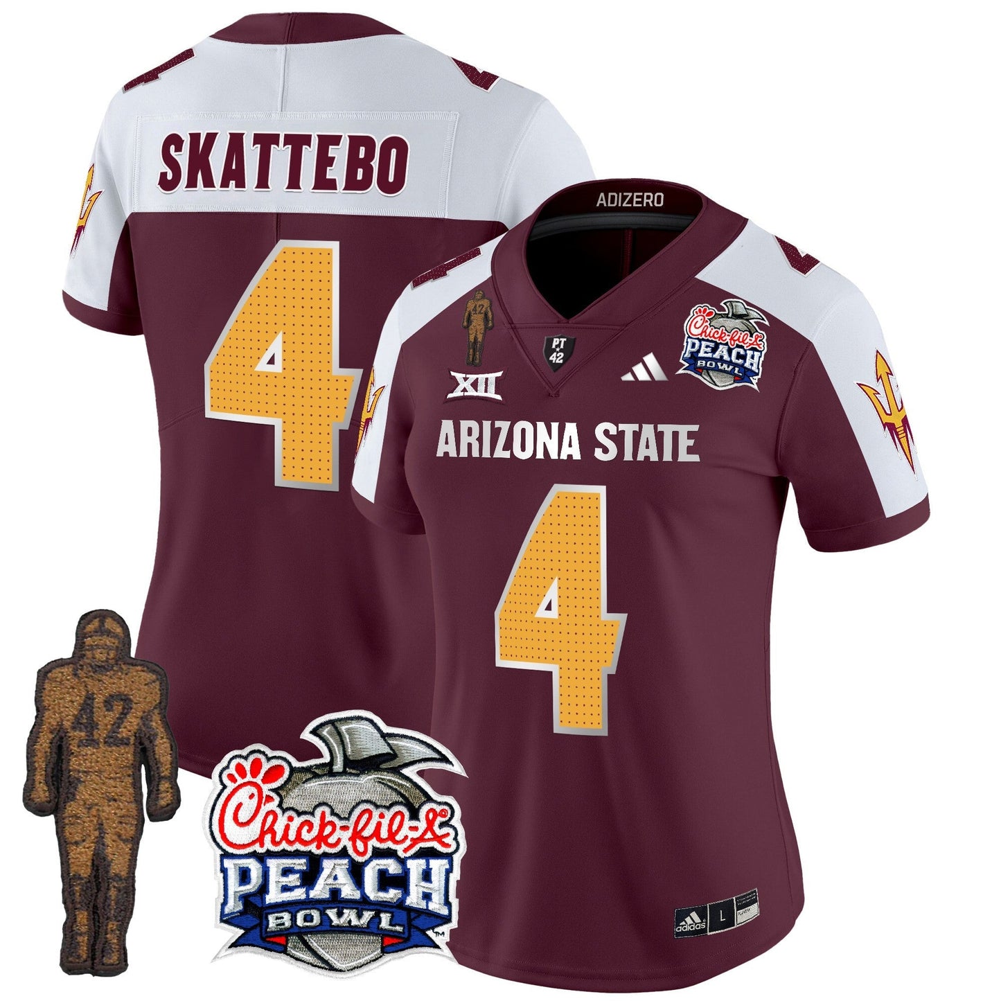 Women's Sun Devils Pat Tillman & Peach Bowl Patch Vapor Limited Jersey V2 - All Stitched