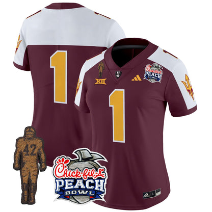 Women's Sun Devils Pat Tillman & Peach Bowl Patch Vapor Limited Jersey - All Stitched