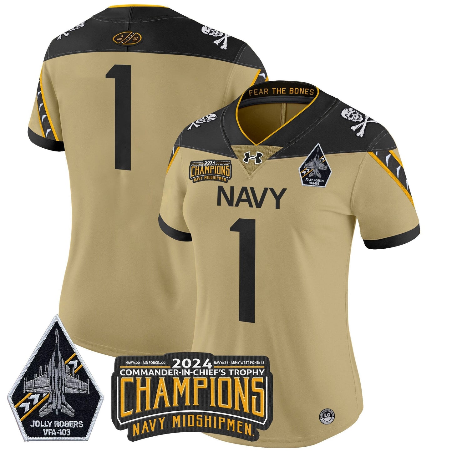 Women's Navy Midshipmen 2024 Commander-In-Chief's Trophy Champions Patch Vapor Limited Jersey - All Stitched