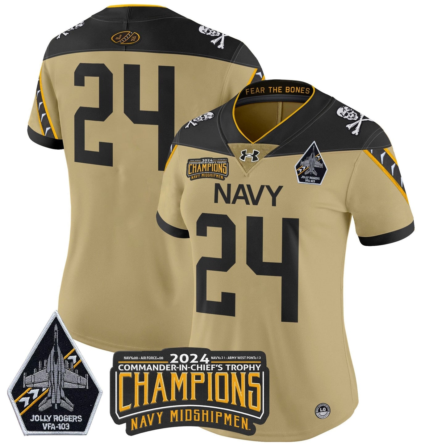 Women's Navy Midshipmen 2024 Commander-In-Chief's Trophy Champions Patch Vapor Limited Jersey - All Stitched