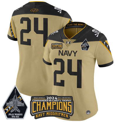 Women's Navy Midshipmen 2024 Commander-In-Chief's Trophy Champions Patch Vapor Limited Jersey - All Stitched