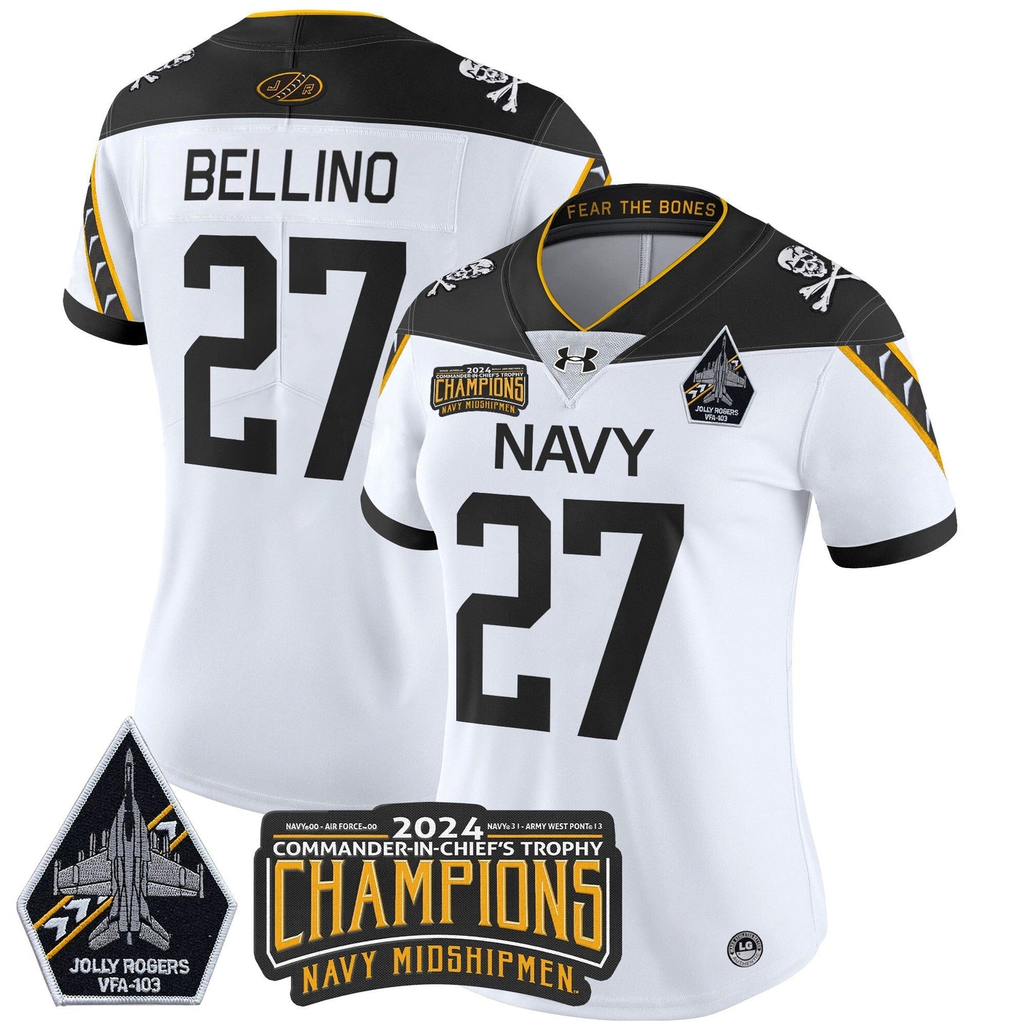 Women's Navy Midshipmen 2024 Commander-In-Chief's Trophy Champions Patch Vapor Limited Jersey - All Stitched