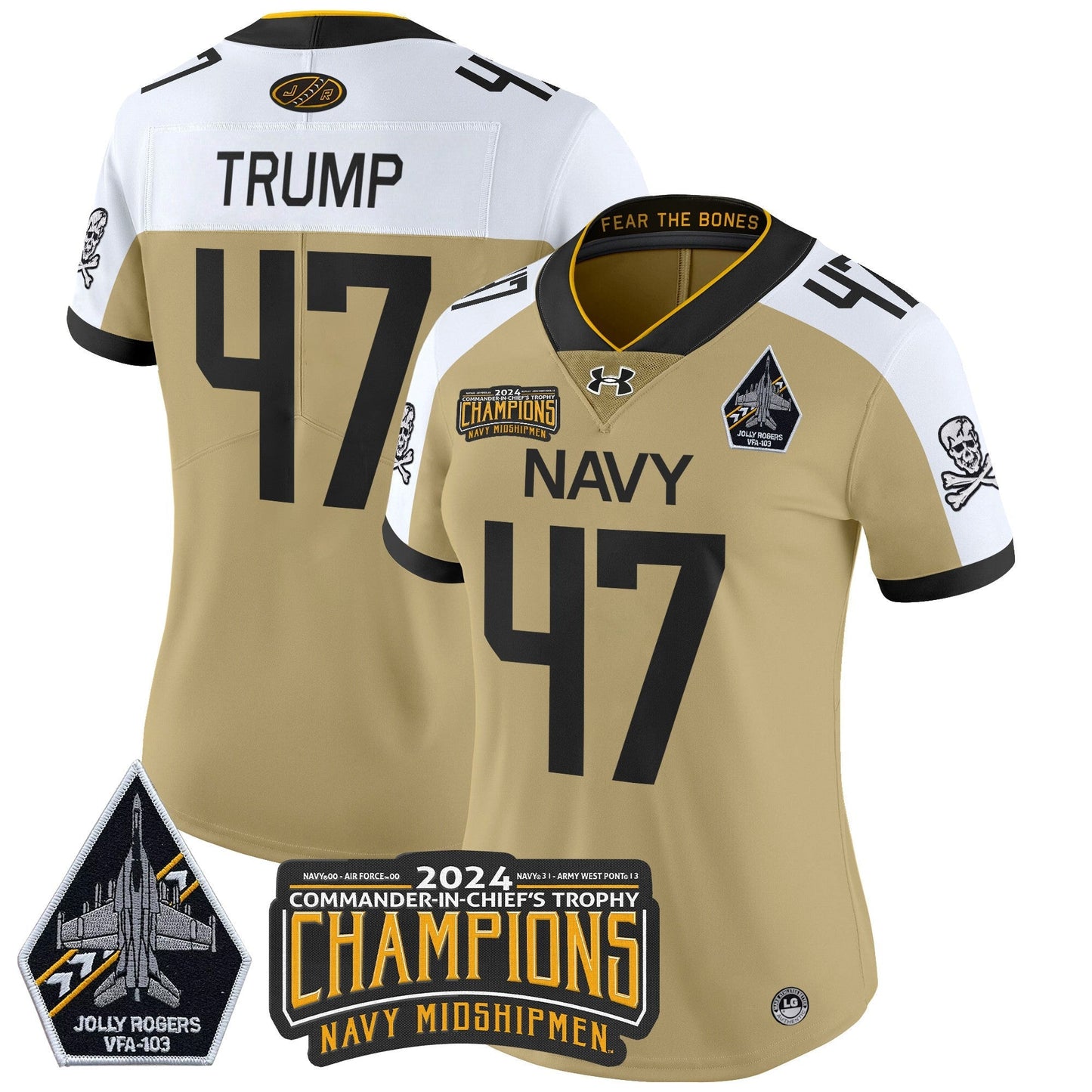 Women's Navy Midshipmen 2024 Commander-In-Chief's Trophy Champions Patch Vapor Limited Jersey - All Stitched