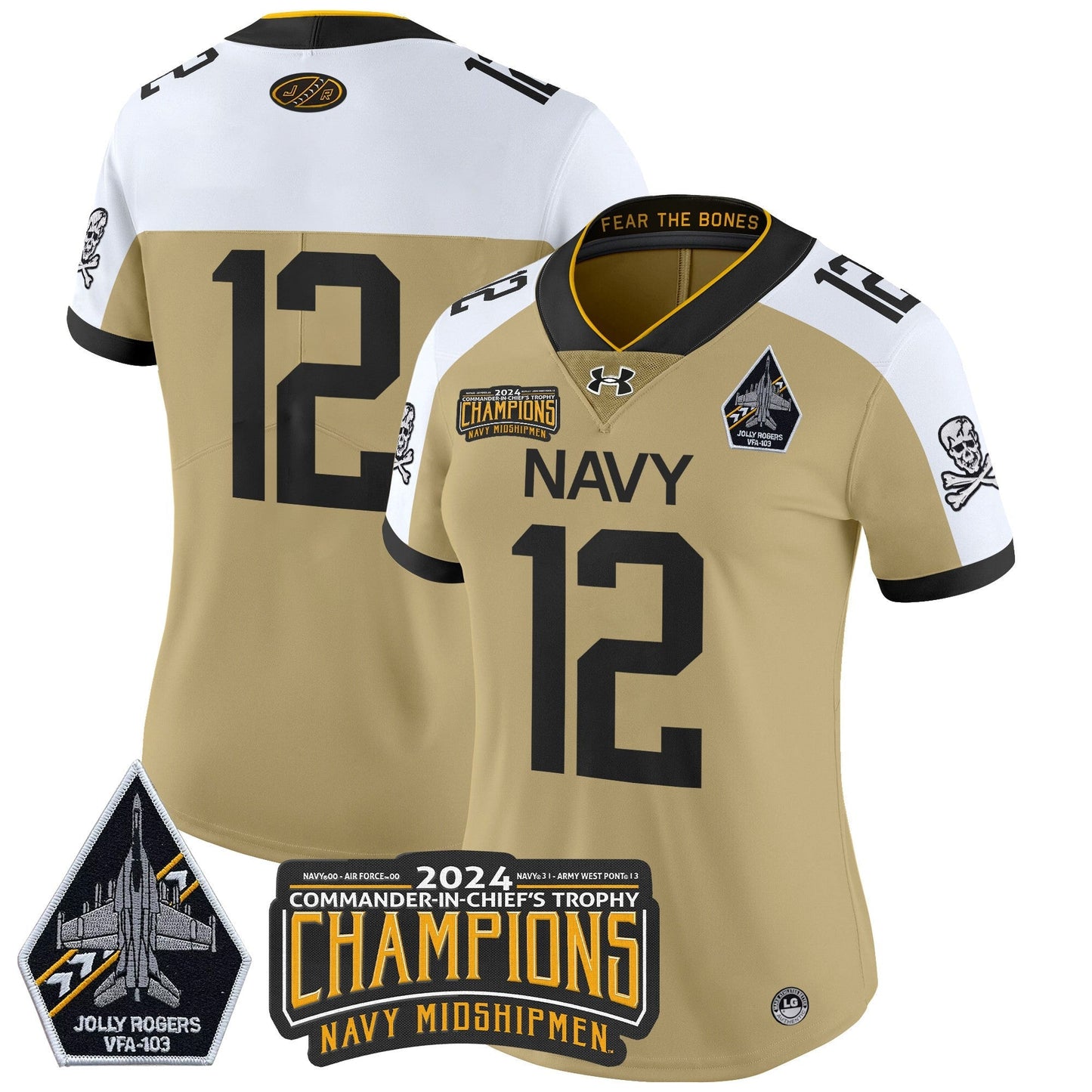 Women's Navy Midshipmen 2024 Commander-In-Chief's Trophy Champions Patch Vapor Limited Jersey - All Stitched