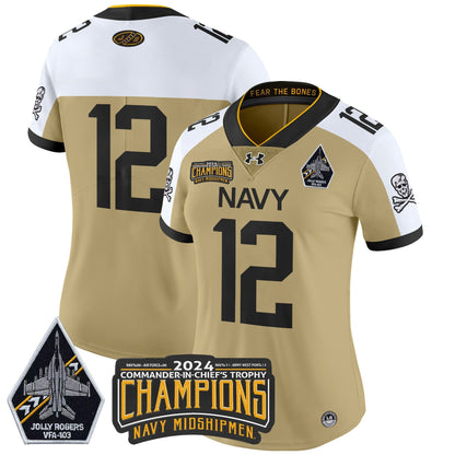 Women's Navy Midshipmen 2024 Commander-In-Chief's Trophy Champions Patch Vapor Limited Jersey - All Stitched