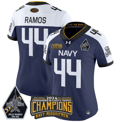 Women's Navy Midshipmen 2024 Commander-In-Chief's Trophy Champions Patch Vapor Limited Jersey - All Stitched