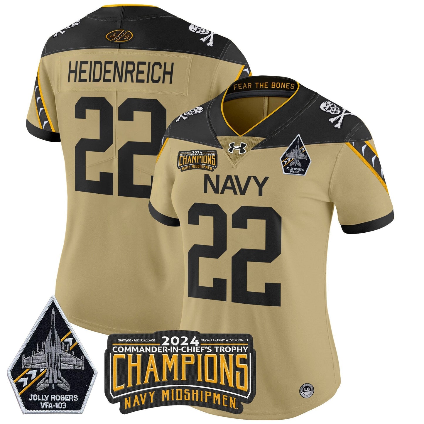 Women's Navy Midshipmen 2024 Commander-In-Chief's Trophy Champions Patch Vapor Limited Jersey - All Stitched