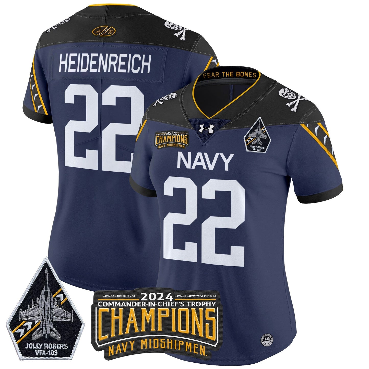 Women's Navy Midshipmen 2024 Commander-In-Chief's Trophy Champions Patch Vapor Limited Jersey - All Stitched
