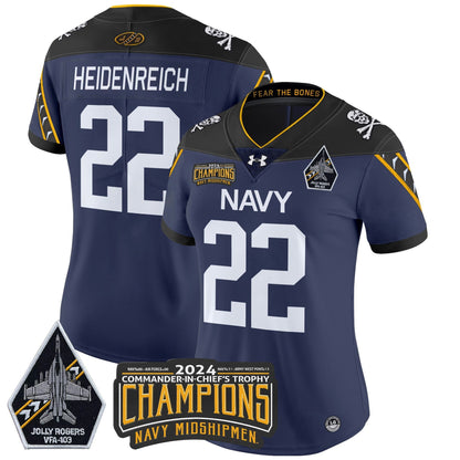 Women's Navy Midshipmen 2024 Commander-In-Chief's Trophy Champions Patch Vapor Limited Jersey - All Stitched