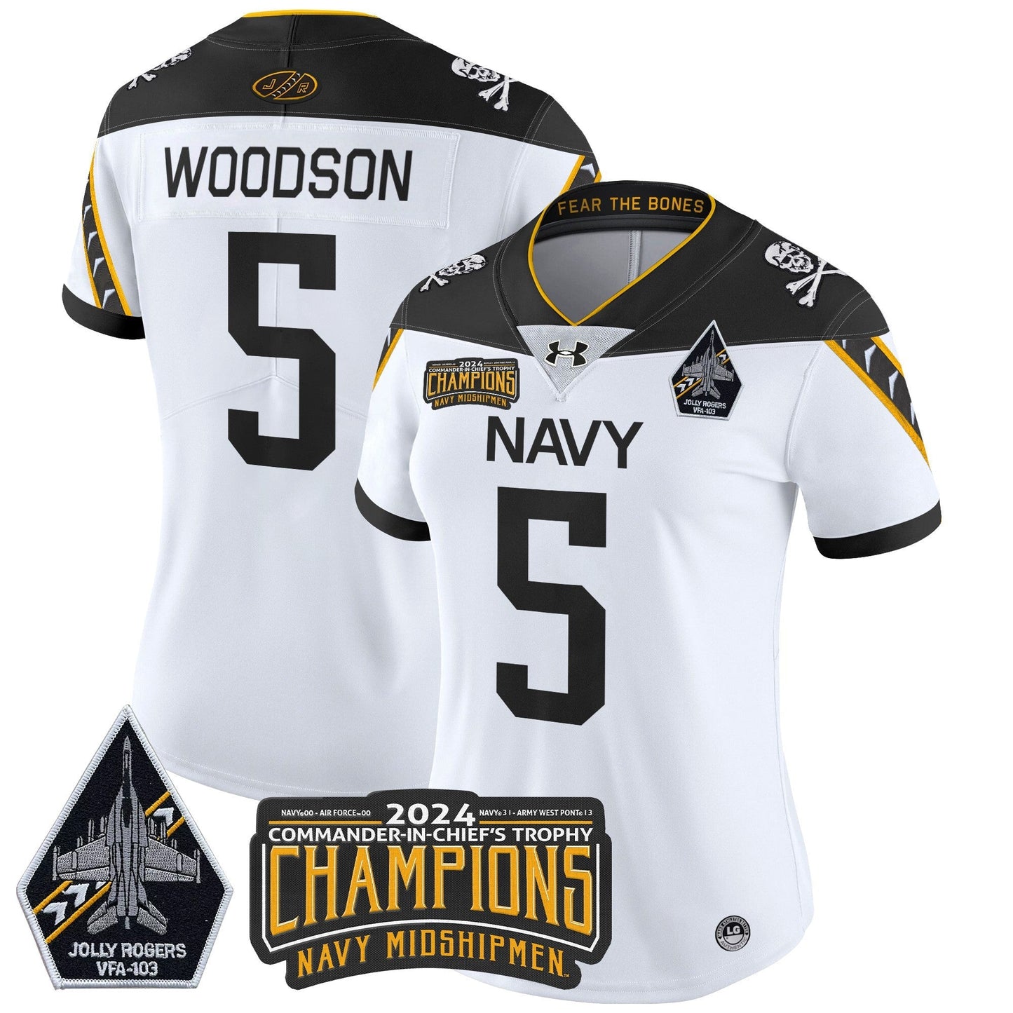 Women's Navy Midshipmen 2024 Commander-In-Chief's Trophy Champions Patch Vapor Limited Jersey - All Stitched