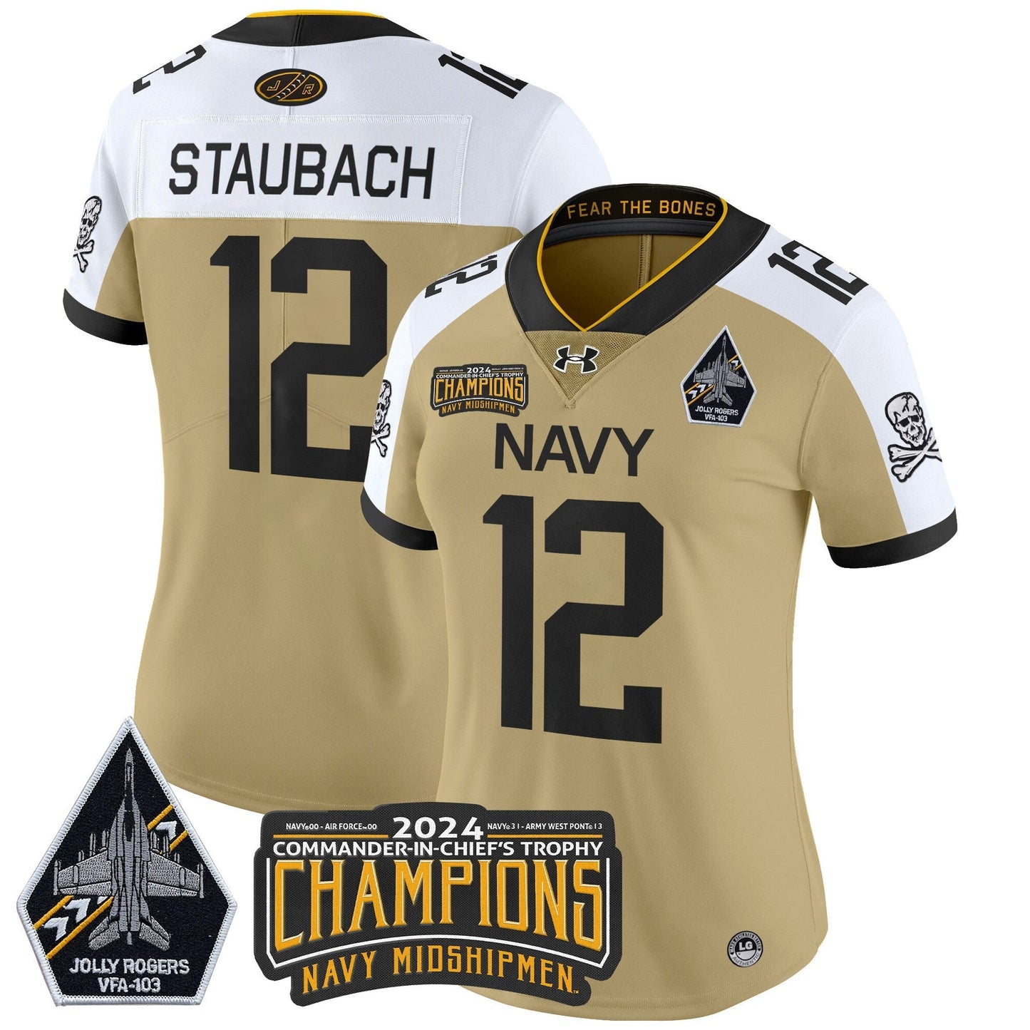 Women's Navy Midshipmen 2024 Commander-In-Chief's Trophy Champions Patch Vapor Limited Jersey - All Stitched