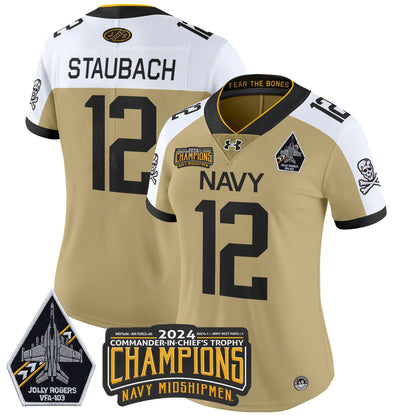 Women's Navy Midshipmen 2024 Commander-In-Chief's Trophy Champions Patch Vapor Limited Jersey - All Stitched
