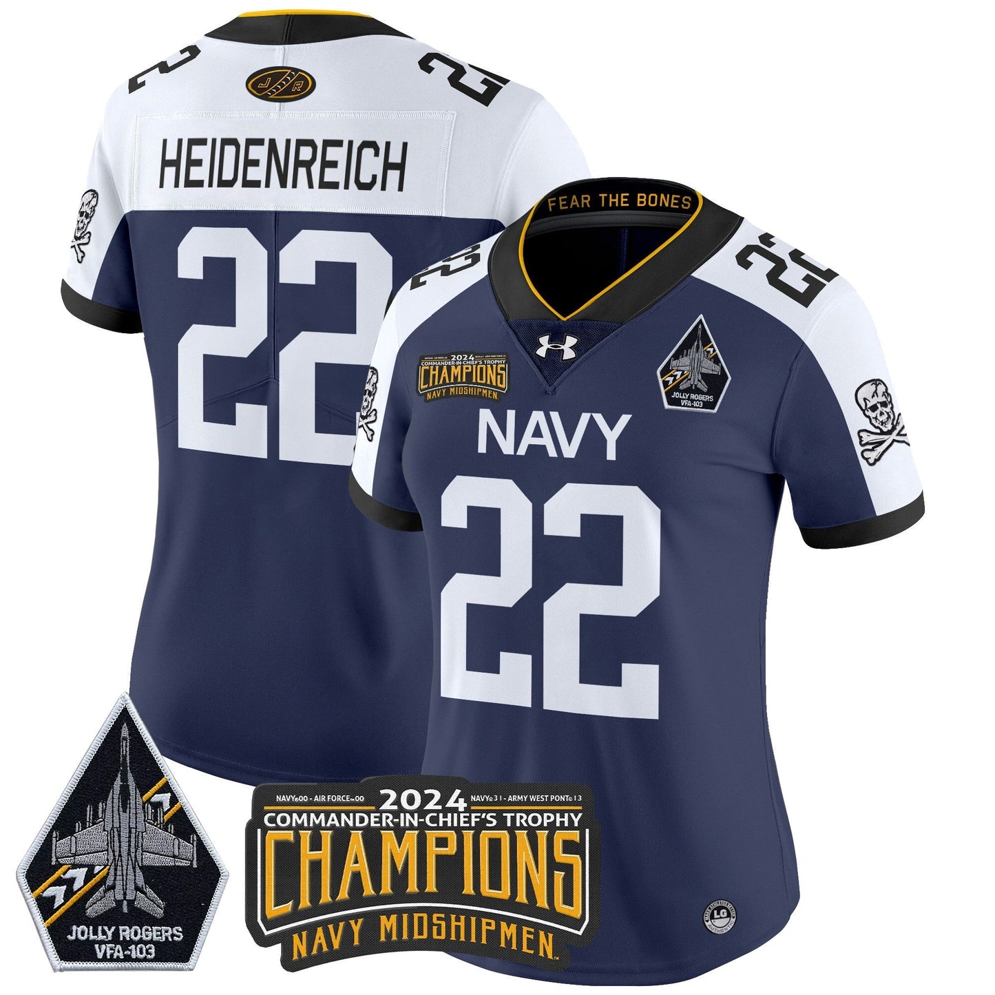 Women's Navy Midshipmen 2024 Commander-In-Chief's Trophy Champions Patch Vapor Limited Jersey - All Stitched