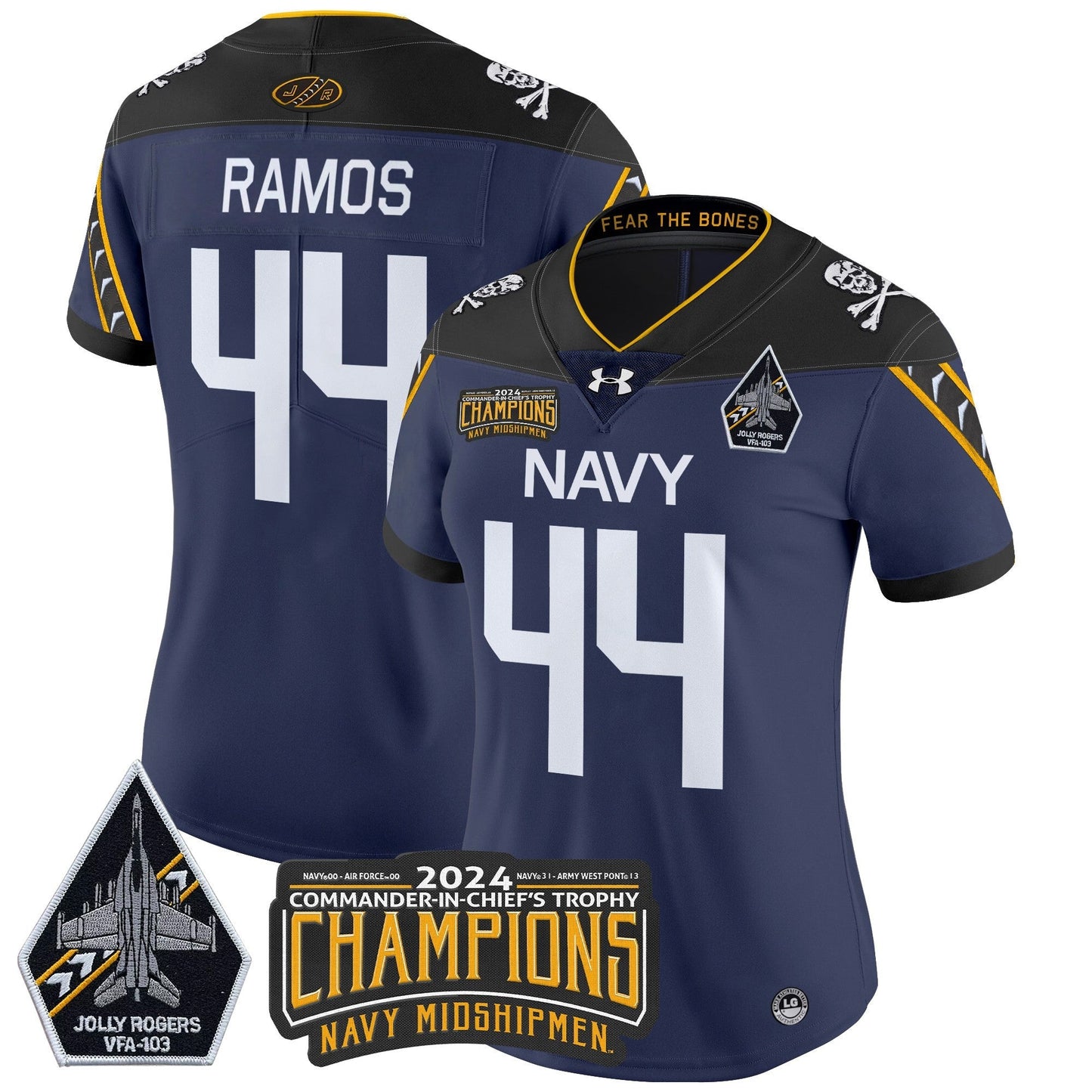 Women's Navy Midshipmen 2024 Commander-In-Chief's Trophy Champions Patch Vapor Limited Jersey - All Stitched