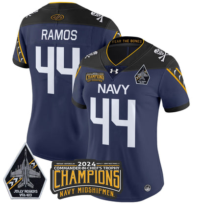 Women's Navy Midshipmen 2024 Commander-In-Chief's Trophy Champions Patch Vapor Limited Jersey - All Stitched