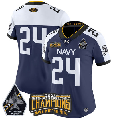 Women's Navy Midshipmen 2024 Commander-In-Chief's Trophy Champions Patch Vapor Limited Jersey - All Stitched
