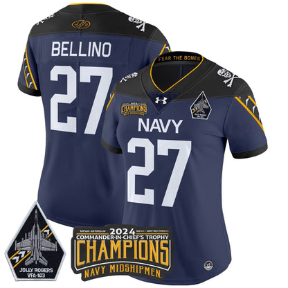 Women's Navy Midshipmen 2024 Commander-In-Chief's Trophy Champions Patch Vapor Limited Jersey - All Stitched