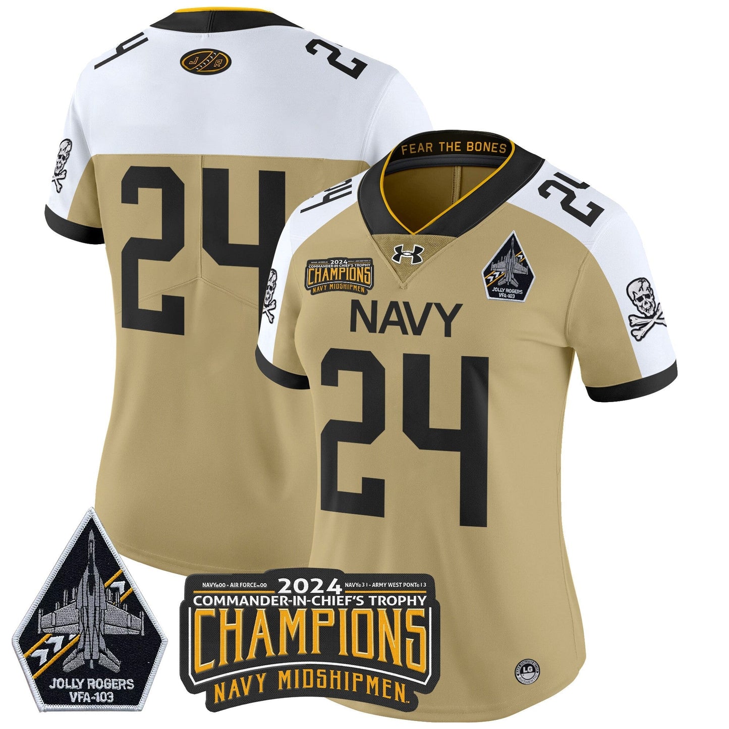 Women's Navy Midshipmen 2024 Commander-In-Chief's Trophy Champions Patch Vapor Limited Jersey - All Stitched
