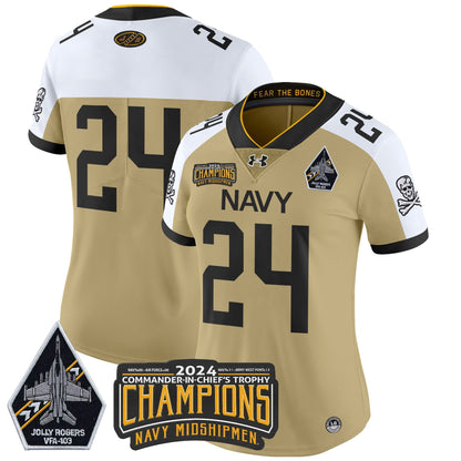 Women's Navy Midshipmen 2024 Commander-In-Chief's Trophy Champions Patch Vapor Limited Jersey - All Stitched