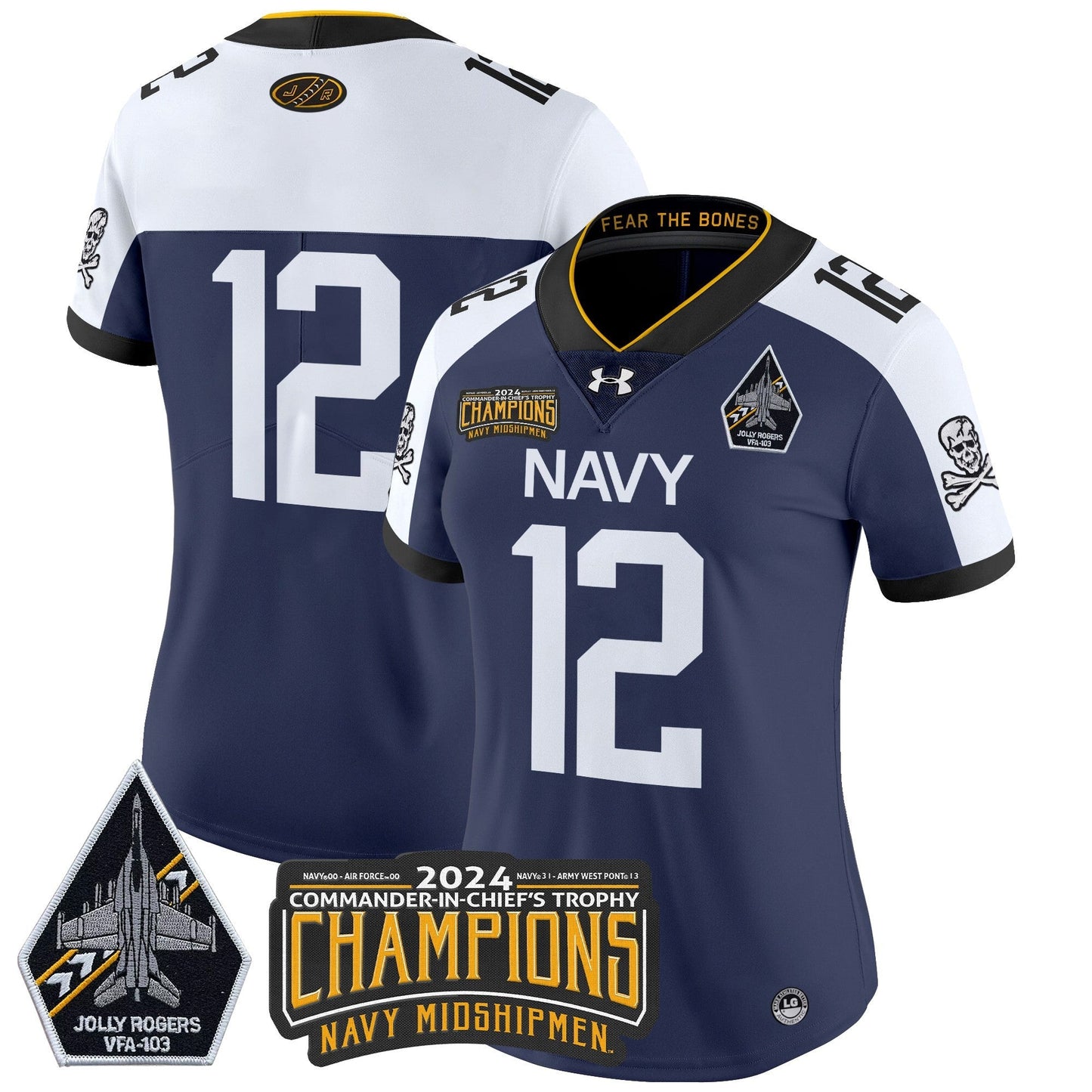 Women's Navy Midshipmen 2024 Commander-In-Chief's Trophy Champions Patch Vapor Limited Jersey - All Stitched