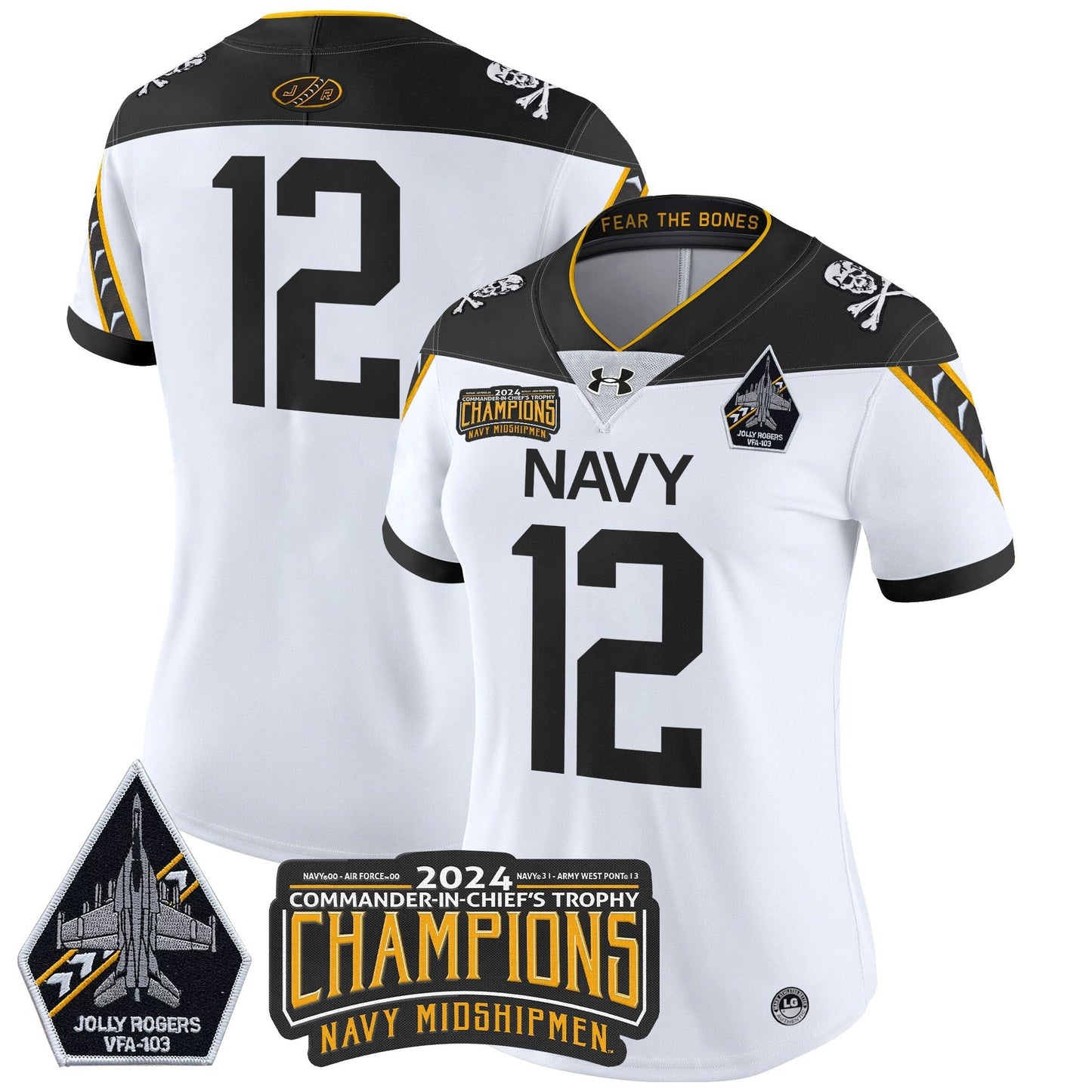 Women's Navy Midshipmen 2024 Commander-In-Chief's Trophy Champions Patch Vapor Limited Jersey - All Stitched