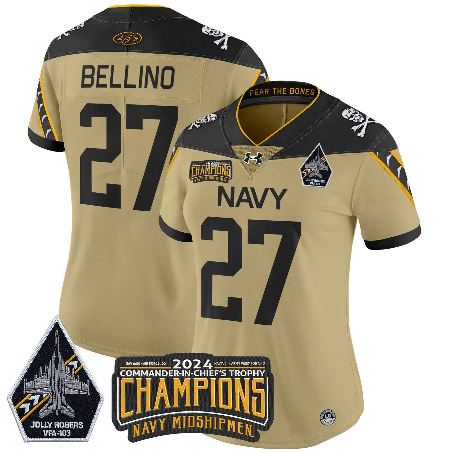 Women's Navy Midshipmen 2024 Commander-In-Chief's Trophy Champions Patch Vapor Limited Jersey - All Stitched