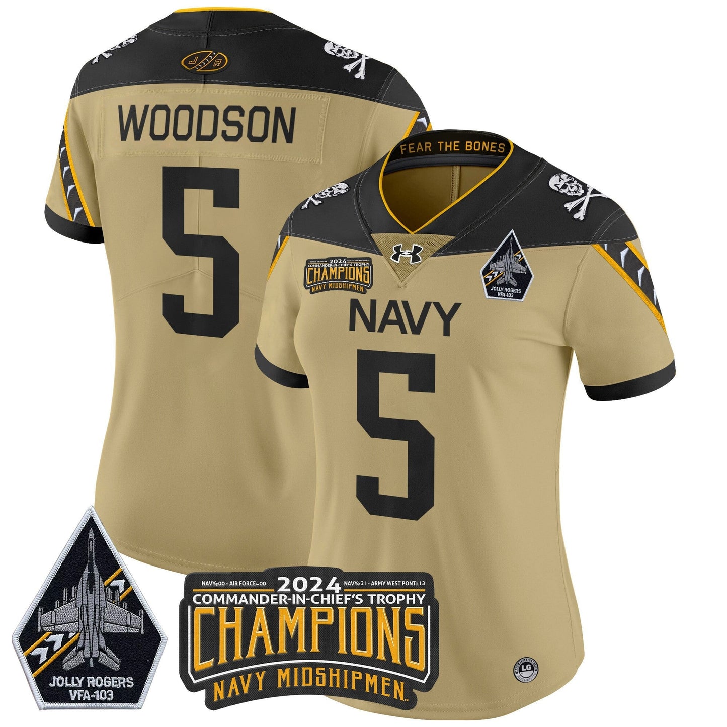 Women's Navy Midshipmen 2024 Commander-In-Chief's Trophy Champions Patch Vapor Limited Jersey - All Stitched