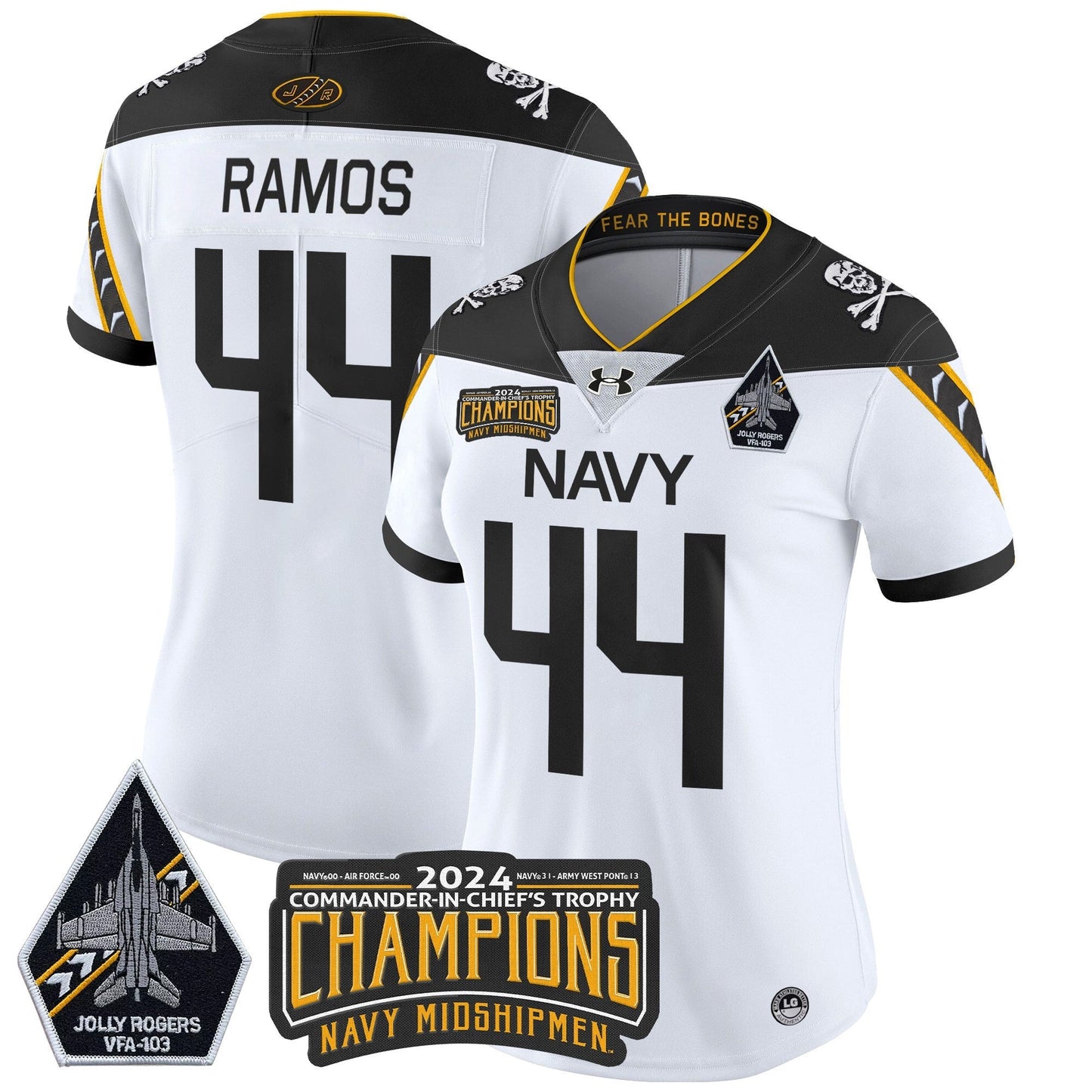 Women's Navy Midshipmen 2024 Commander-In-Chief's Trophy Champions Patch Vapor Limited Jersey - All Stitched