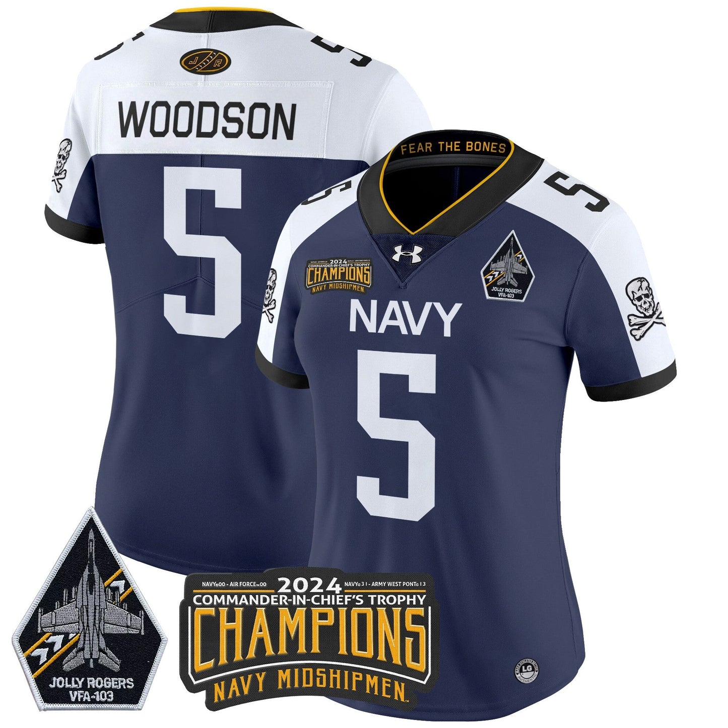Women's Navy Midshipmen 2024 Commander-In-Chief's Trophy Champions Patch Vapor Limited Jersey - All Stitched