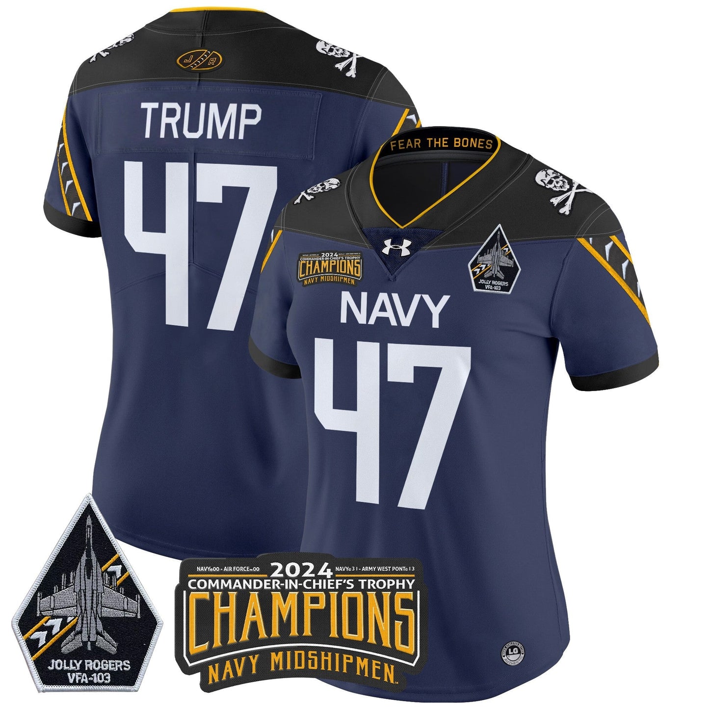 Women's Navy Midshipmen 2024 Commander-In-Chief's Trophy Champions Patch Vapor Limited Jersey - All Stitched
