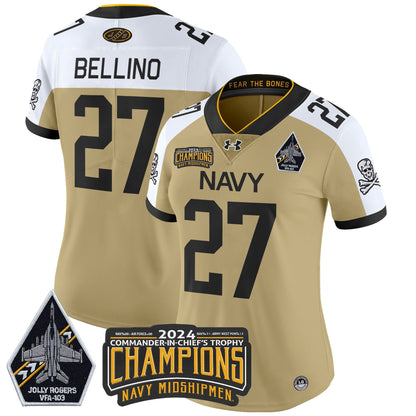Women's Navy Midshipmen 2024 Commander-In-Chief's Trophy Champions Patch Vapor Limited Jersey - All Stitched