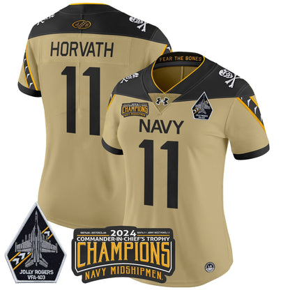 Women's Navy Midshipmen 2024 Commander-In-Chief's Trophy Champions Patch Vapor Limited Jersey - All Stitched