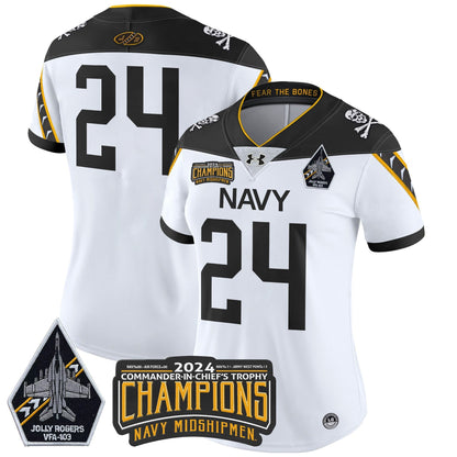 Women's Navy Midshipmen 2024 Commander-In-Chief's Trophy Champions Patch Vapor Limited Jersey - All Stitched