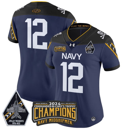 Women's Navy Midshipmen 2024 Commander-In-Chief's Trophy Champions Patch Vapor Limited Jersey - All Stitched