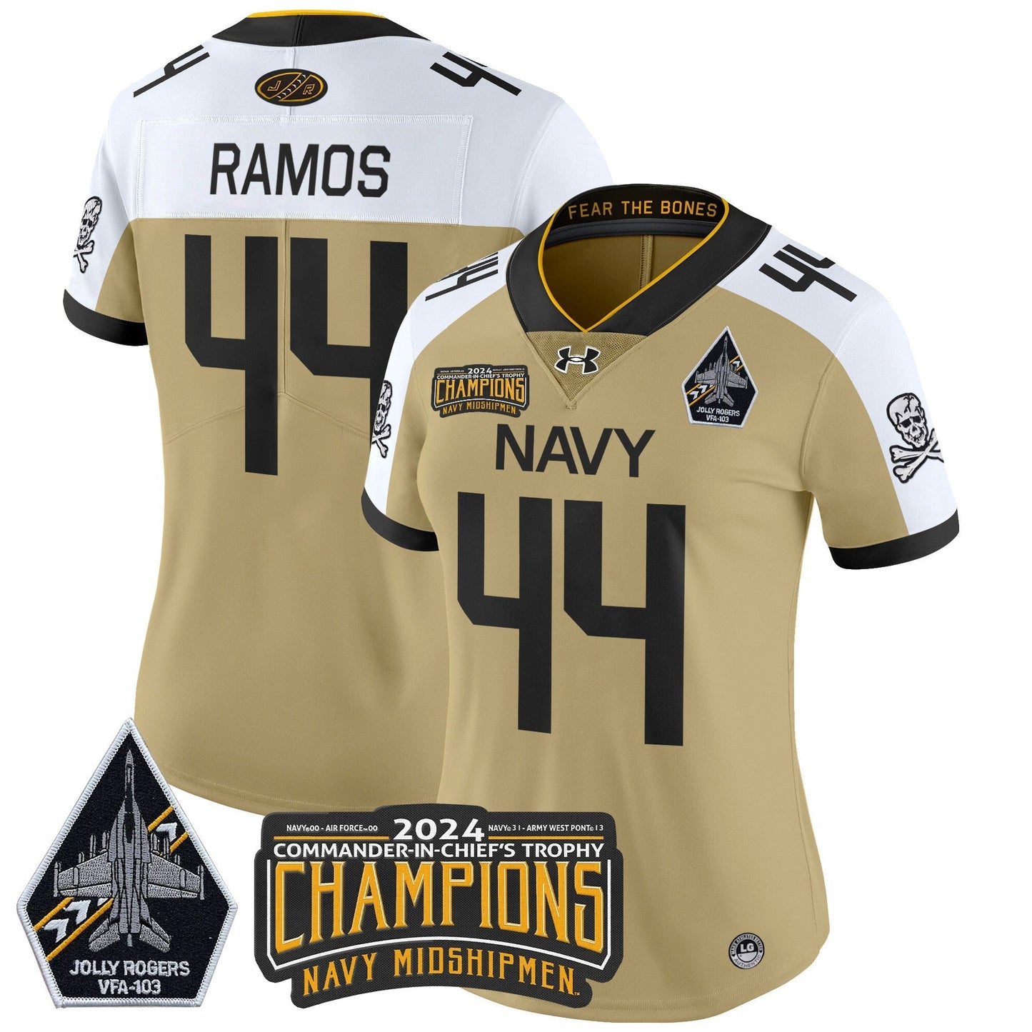 Women's Navy Midshipmen 2024 Commander-In-Chief's Trophy Champions Patch Vapor Limited Jersey - All Stitched