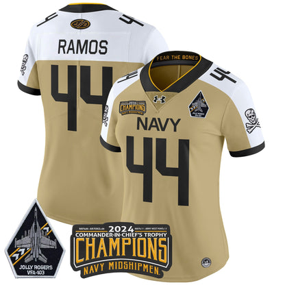 Women's Navy Midshipmen 2024 Commander-In-Chief's Trophy Champions Patch Vapor Limited Jersey - All Stitched