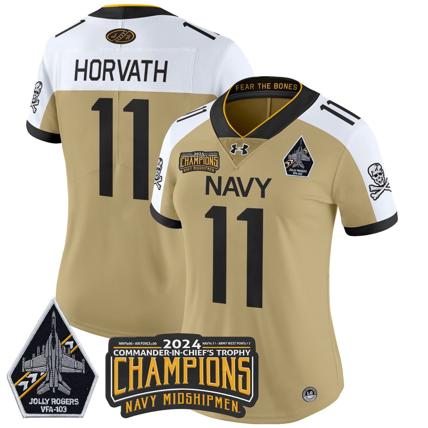 Women's Navy Midshipmen 2024 Commander-In-Chief's Trophy Champions Patch Vapor Limited Jersey - All Stitched