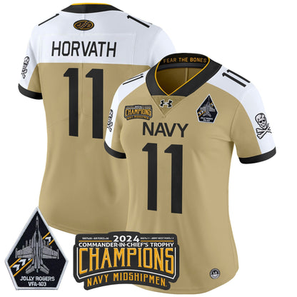 Women's Navy Midshipmen 2024 Commander-In-Chief's Trophy Champions Patch Vapor Limited Jersey - All Stitched