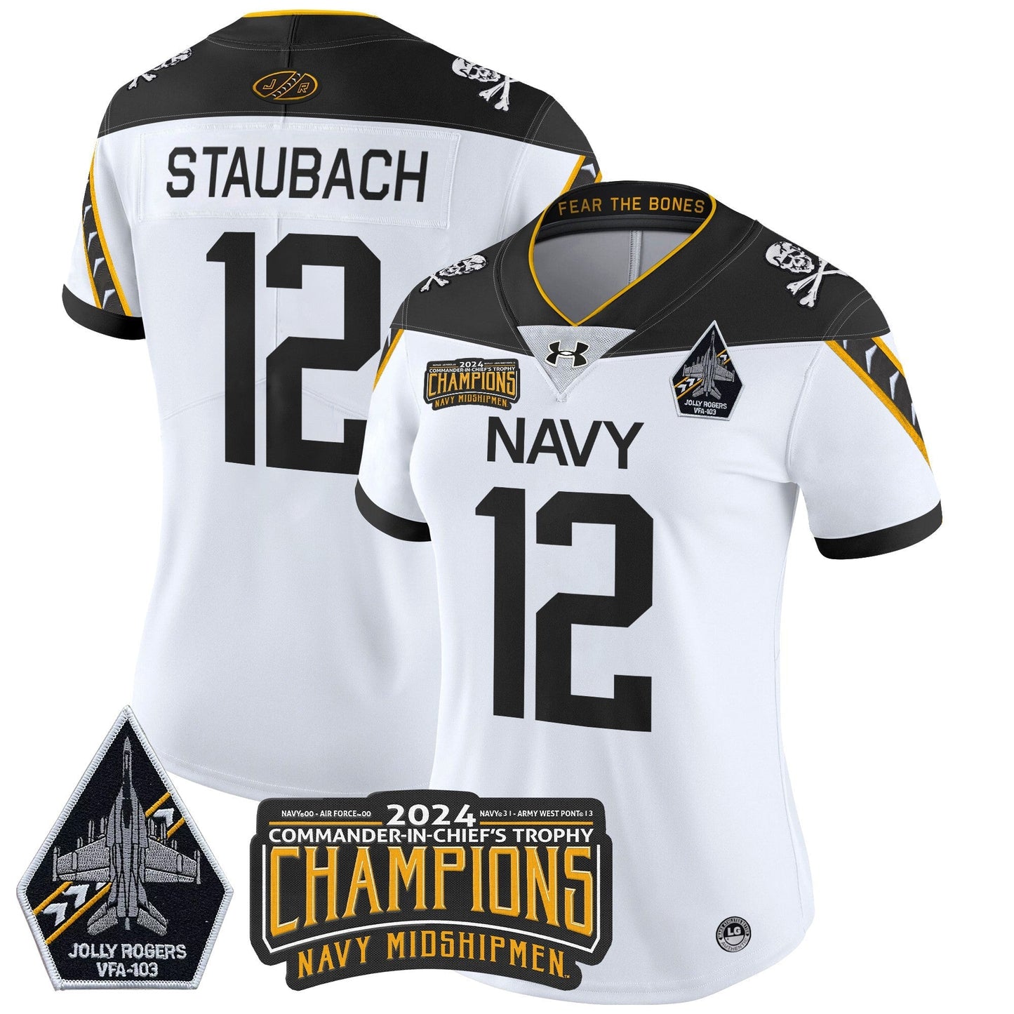 Women's Navy Midshipmen 2024 Commander-In-Chief's Trophy Champions Patch Vapor Limited Jersey - All Stitched