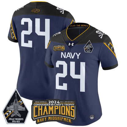Women's Navy Midshipmen 2024 Commander-In-Chief's Trophy Champions Patch Vapor Limited Jersey - All Stitched
