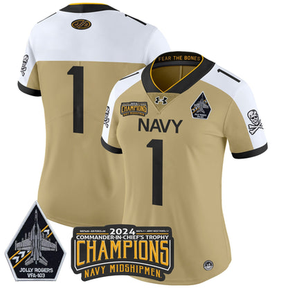 Women's Navy Midshipmen 2024 Commander-In-Chief's Trophy Champions Patch Vapor Limited Jersey - All Stitched
